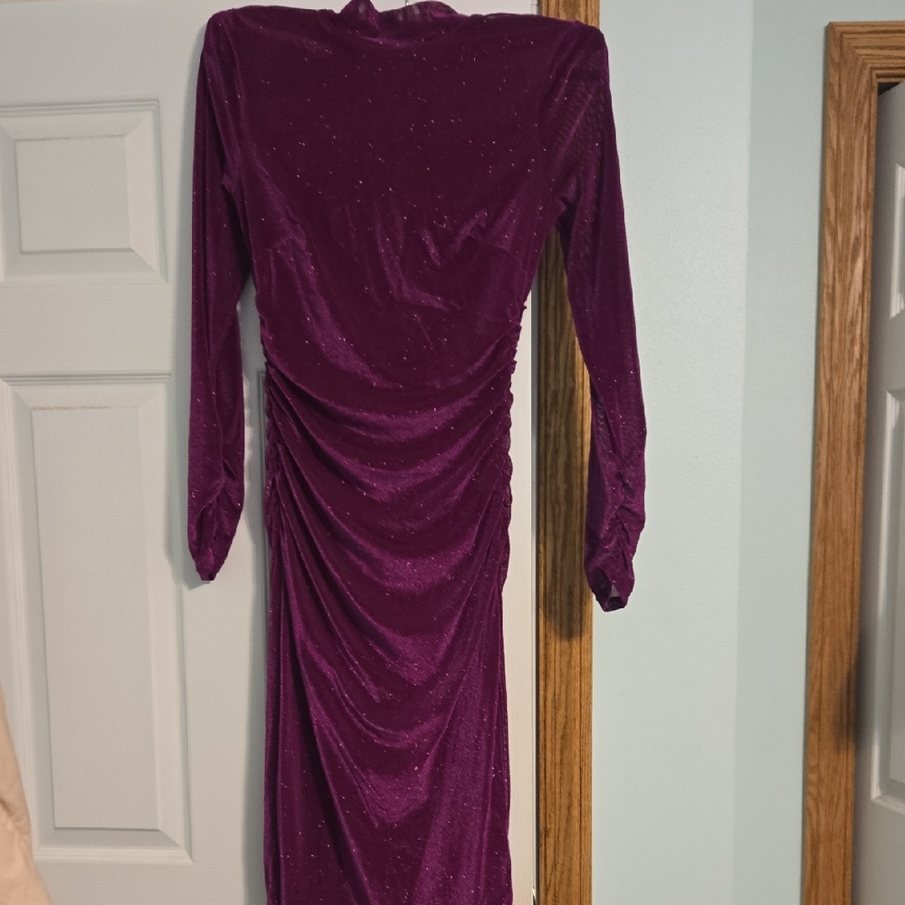 Express Sparkling Purple Long Sleeve Dress